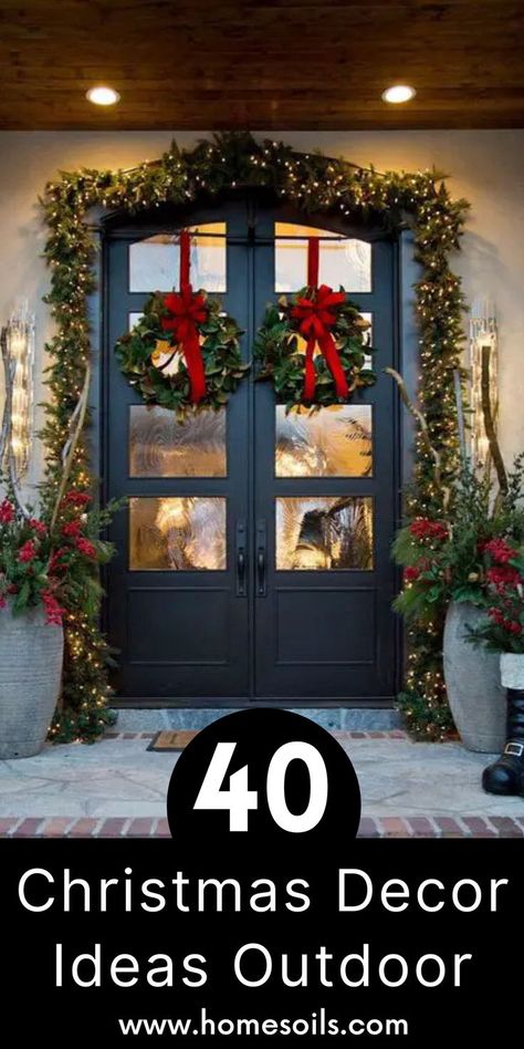 Brighten your holiday season with 40 outdoor Christmas decor ideas that create festive curb appeal! Discover creative ways to light up your yard—click for inspiration! Outdoor Christmas Decor Ideas, Christmas Decor Ideas Outdoor, Outdoor Christmas Decor, Outdoor Wreaths, Christmas Outdoor, Outdoor Christmas Lights, Christmas Decor Ideas, Outdoor Christmas Decorations, Outdoor Christmas