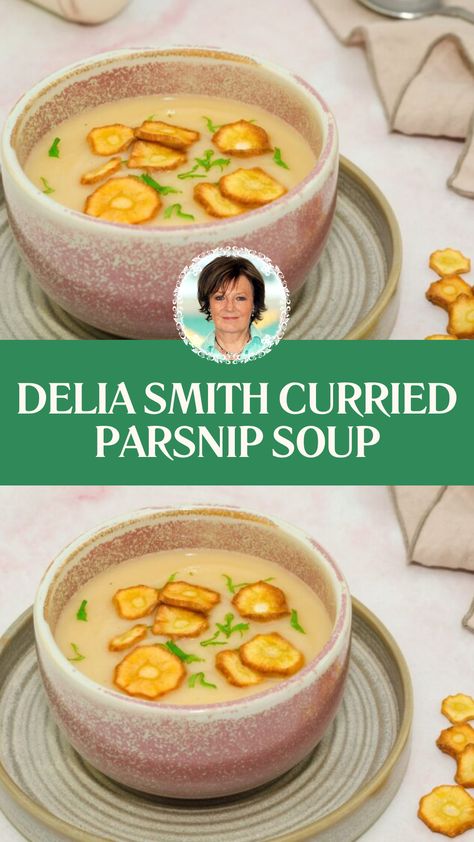 Delia Curried Parsnip Soup Curried Parsnip Soup Recipe, Curried Parsnip Soup, Parsnip Crisps, Groundnut Oil, Coriander Soup, Foodie Lover, Delia Smith, Cardamom Pods, Parsnip Soup