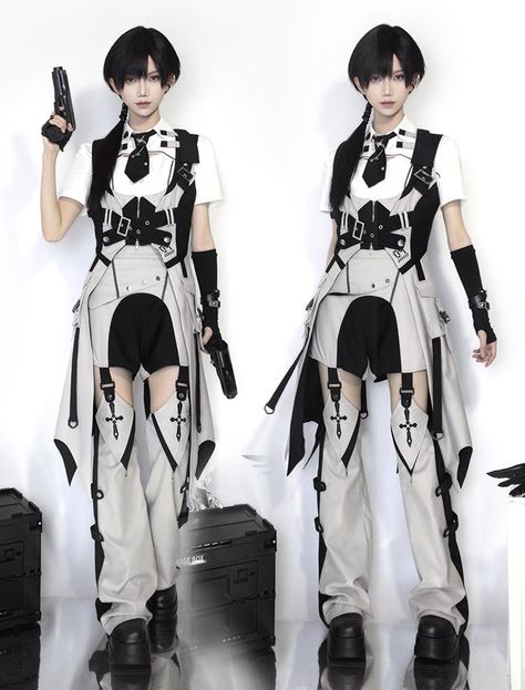 【-Short Sleeves Blouse Version-】 【The Future Warriors #Ouji Set】  ◆ Shopping Link >>> https://lolitawardrobe.com/the-future-warriors-short-sleeves-blouse-included-ouji-lolita-shorts-set-and-lolita-skirt-set_p8328.html Ouji Fashion Girl, Ouji Outfit, Ouji Fashion, Warrior Outfit, Shopping Link, Female Pose Reference, Sleeves Blouse, Chinese Clothing, Female Poses