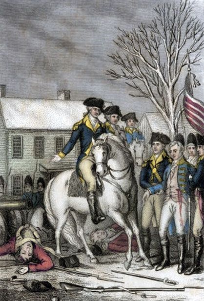 Hessian Commander Colonel Rahl surrenders to George Washington during the Battle of Trenton American Revolution Battles, Colonial Aesthetic, Battle Of Trenton, Story References, Historical Artwork, American Independence, Delaware River, United States Military, Us History