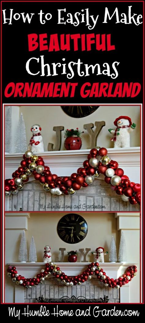 Ornament Garland Diy, Diy Christmas Bulbs, Christmas Ornament Garland, Christmas Garland Mantle, Christmas Presents For Girls, Diy Christmas Garland, Diy Christmas Ornament, Ornament Garland, Christmas Decorations Garland