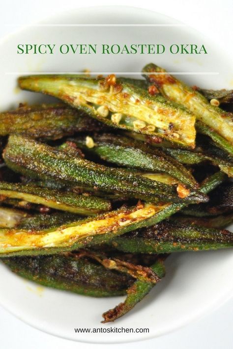 Roasted Okra Recipes, Indian Okra Recipes, Oven Roasted Okra, Roasted Okra, Weekly Dinner, Okra Recipes, Healthy Side Dish, Healthy Side, Healthy Side Dishes