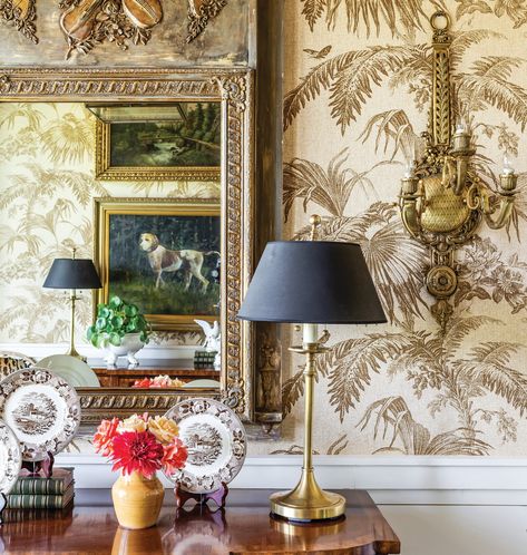 Arriving Home by James Farmer - Southern Home Magazine James Farmer Wallpaper, James Farmer Dining Room, James Farmer Living Room, James T Farmer Interiors, Farmer Decor, James Farmer Interiors, James T Farmer, Southern Home Magazine, Farmer Design