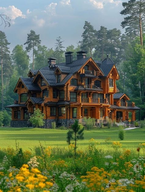 Log Cabin Living Beautiful Log Cabins, Log Cabin Homes Exterior, Log Cabin Mansions, Cabin Fun, Log Cabin House, Log Cabin Exterior, Cabin Mansion, Luxury Log Cabins, Log Cabin Living