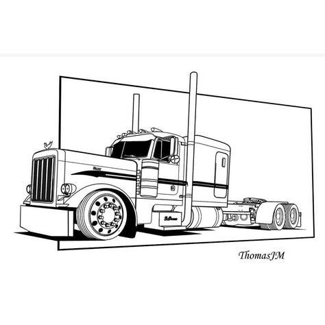 1080x1080 Peterbilt Peterbilt Trucks, Peterbilt Semi Truck Coloring Pages, Custom Peterbilt, Truck Tattoo, Truk Besar, Shingle Colors, Cool Car Drawings, Grayscale Coloring Books, Peterbilt 379, Truck Coloring Pages