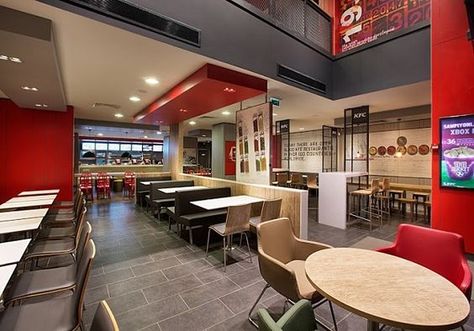 fastfood restaurant interiors 12 Fast Food Restaurant Design, Restaurant Design Concepts, Fastfood Restaurant, Kfc Restaurant, Mcdonald's Restaurant, Restaurant Concept, Retail Store Design, Chicken House, Retail Design Blog