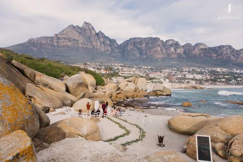 Small Elopement Ceremony on the Beach Cape Town Couple Wedding Photos, Beach Elopement Ideas, Elopement Destinations, Wedding Sunset, Sunset Wedding Photos, Cape Town Wedding, Pink Book, Winter Beach, Intimate Elopement