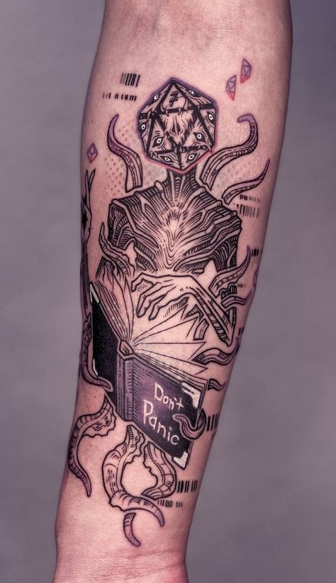 Color Shaded Tattoo, Neotrad Leg Tattoo, Nihilistic Tattoos, Free Form Tattoo, Gore Tattoo Design, Philosophers Stone Tattoo, Eldritch Horror Tattoo, Asmodeus Tattoo, The Lich Tattoo