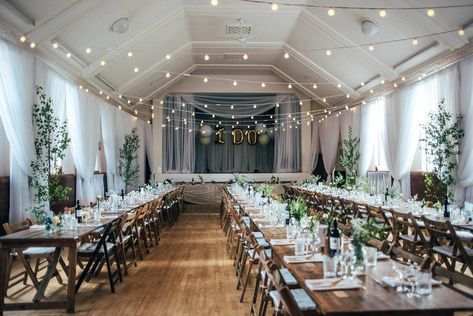 Village Hall Party, Church Hall Wedding Reception, Indoors Wedding, Church Wedding Reception, Capri Wedding, Fellowship Hall, Wedding Reception Hall, Hall Decorations, Village Hall Wedding