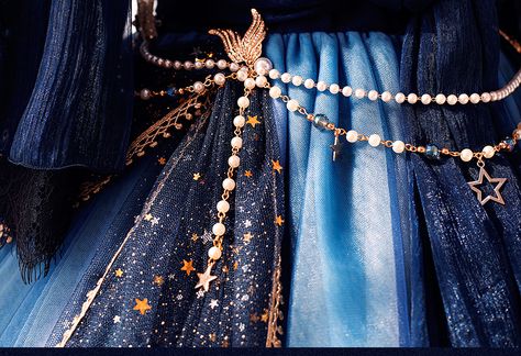 Sky Aesthetic Clothes, Star Fantasy Aesthetic, Celestial Fantasy Dress, Sky Inspired Dress, Celestial Wizard Aesthetic, Starry Dress Aesthetic, Celestial Fantasy Aesthetic, Fantasy Star Dress, Celestial Fantasy Outfit