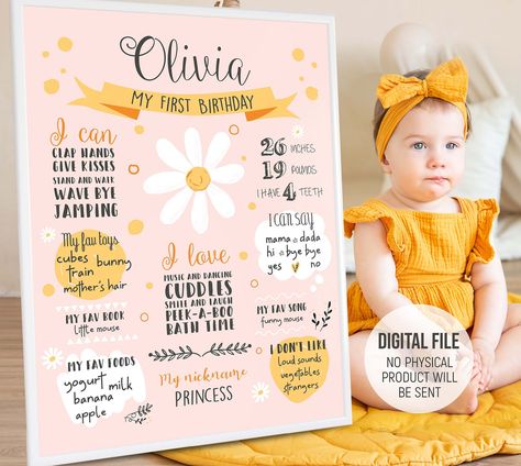 Buy First Birthday Daisy Milestone Board 1st Birthday Poster Online in India - Etsy