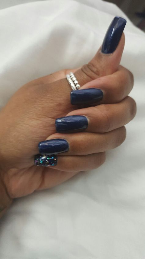 Blue gel polish with mutli color sparkle... Navy Blue Dip Nails, Blue Dip Nails, Dark Blue Nail, Blue Gel Polish, Dark Blue Nails, Navy Nails, Dip Nails, Blue Gel, Blue Nail