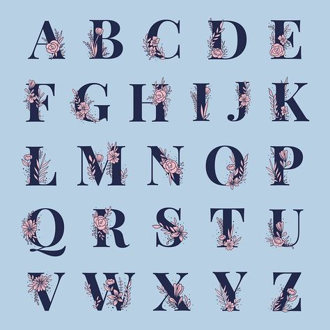 Alphabet floral typography script vector | Premium Vector - rawpixel Flower Transparent Background, Typography Psd, Alphabet Flower, Typography Fonts Alphabet, Floral Lettering, Flower Typography, Flower Transparent, Typography Script, Floral Typography