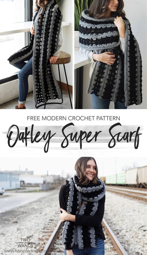 Super Scarf Crochet Patterns, Crochet Cardigan Ideas, Cardigan Ideas, Chunky Crochet Scarf, Two Of Wands, Super Scarf, شال كروشيه, Crochet Scarf Pattern Free, Modern Crochet Patterns