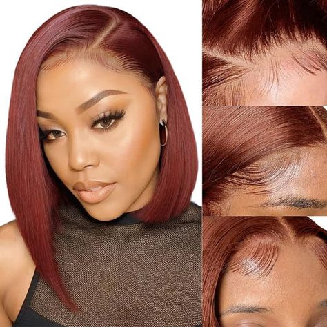 BOB WIGS Reddish Brown Bob, Brown Bob Wig, Brown Bob, Full Lace Frontal, Short Straight Bob, Bob Lace Front Wigs, Lace Front Wigs Human Hair, Wig Human Hair, Wigs Human Hair