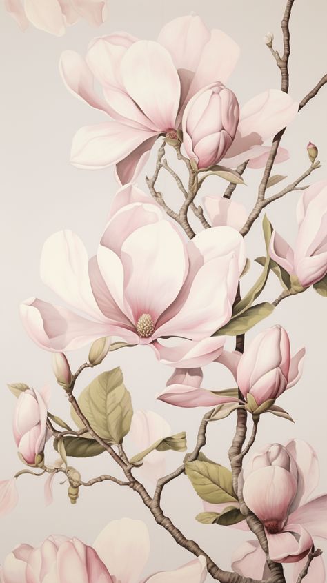 Beautify your device with the soft pink hues of magnolia blossoms. This iPhone and Android wallpaper captures the delicate essence of spring for a touch of tranquility and renewal on your screen. 🌿💖 Magnolia Phone Wallpaper, Magnolia Wallpaper Iphone, Magnolia Office, Scrapbook Background Paper, Magnolia Wallpaper, Flower Print Pattern, Flower Mural, Pink Dogwood, Magnolia Blossom