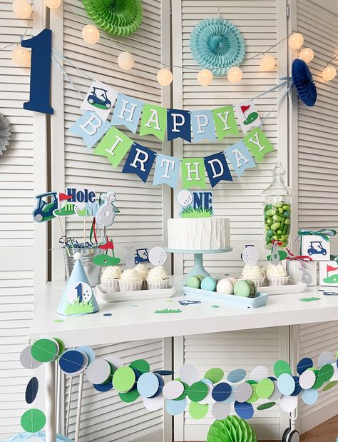 All Star Birthday Party, Golf First Birthday, Golf Theme Party, Star Birthday Party, Golf Birthday Party, Boys First Birthday Party Ideas, Boys 1st Birthday Party Ideas, Birthday Highchair, Star Birthday