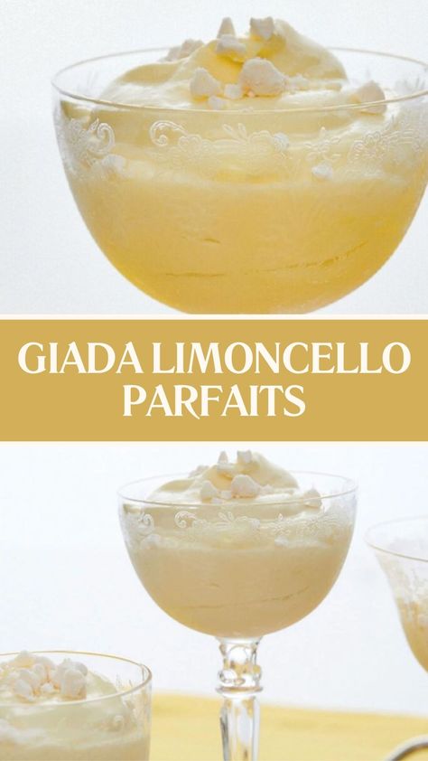 Giada Limoncello Parfaits Elegant Lemon Desserts, Lemoncello Recipes Desserts, Lemoncello Recipes, Lemoncello Dessert, Giada Recipes, Meringue Cookies, Lemon Cream, Lemon Desserts, Easter Dessert