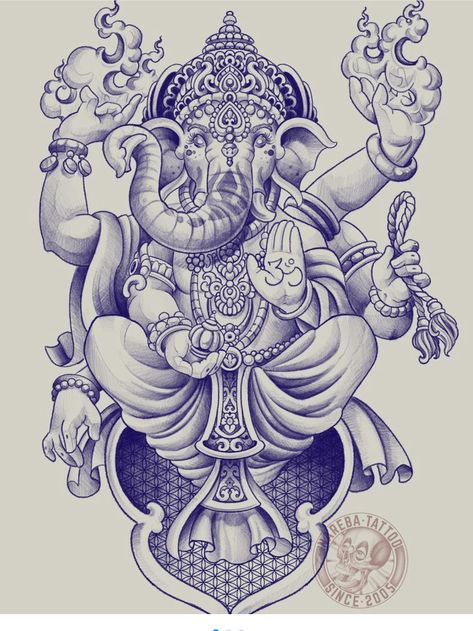 Ganesha Tattoo Back, Ganesh Symbolism, Ganesha Tattoo Mandala, Ganpati Tattoo, Ganesh Tattoos, Geometric Tattoo Hand, Gods Images, Ganesha Sketch, Hanuman Tattoo