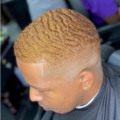 Blonde Waves Men Black, Colored Waves Hair Men, Dyed Waves Black Men, Dyed Waves, Men Hair Dye, Reddish Blonde Hair, 360 Waves Hair, Twist Hair Men, Waves Hairstyle Men