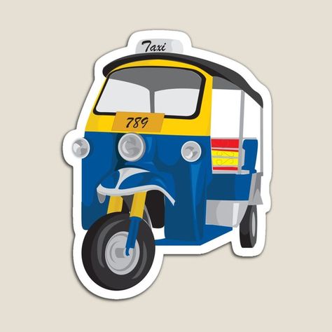 Thailand Tuk Tuk, Tattoo Sea, Taxi Car, Short Glass, Tuk Tuk, Car Vector, Travel Stickers, Love Vintage, Car Lover