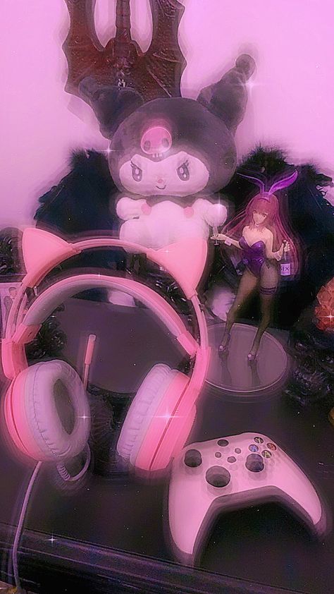 Grunge Gamer Aesthetic, Dual Kawaii Aesthetic, Cat Headphones Aesthetic, Kuromi Aesthetic Pink, Cat Egirl, Egirl Aesthetic Wallpaper, Pink Egirl Aesthetic, Egirl Wallpaper, Destiny Core