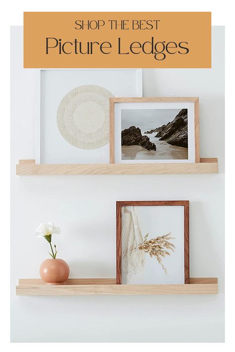 Floating picture ledge/shelf. Ideal for bedroom, kitchen, bathroom, office. Easy installation, mounting hardware included. Oak Wall Shelves, Picture Ledge Shelf, Oak Floating Shelves, Natural Oak Wood, Ledge Shelf, Picture Ledge, Art Shelves, Oak Shelves, Bathroom Office