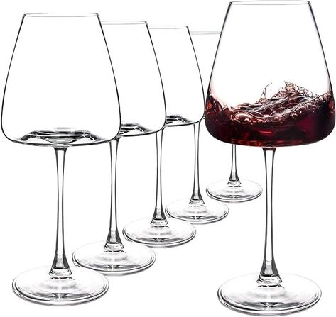 Amazon.com | Red Wine Glasses Set of 6, 19.5 oz Durable Wine Glasses, Large Long Stem Wine Glasses with Unique Concave Bowl Base for Wine Tasting, Holiday and Home - Clear Glass: Wine Glasses Long Stem Wine Glasses, Unique Wine Glasses, Wine Glass Crafts, White Wine Glasses, Red Wine Glasses, Wine Glass Set, Bar Glassware, Stemless Wine Glasses, Valentines Day Weddings