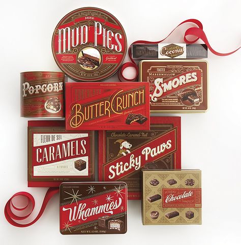 Holiday Confections, Holiday Packaging Design, Retro Packaging, Chocolate Packaging Design, Holiday Chocolate, Candy Packaging, Vintage Packaging, S'mores, Communication Art