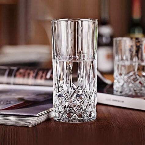 PRICES MAY VARY. FINE & ELEGANT - Give your drinks the refined elegance of our crystal barware. A classic for home, bar or kitchen, it is well-suited for everyday use as well as for entertaining POSH COLLECTION - With brilliant clarity, heavy sham bottom and its classic cut crystal design these exceptional tumbler glasses are sure to make a statement displayed in your kitchen and bar SPARKLING HIGHBALL GLASSES - Set of 6 crystal highball glasses, Made in the Tuscan region of Italy Each glass mea Glass Drinking Glasses, Crystal Wedding Dress, Highball Glasses, Crystal Decanter, Crystal Glassware, Glasses Drinking, Drinking Set, Crystal Design, Glassware Set