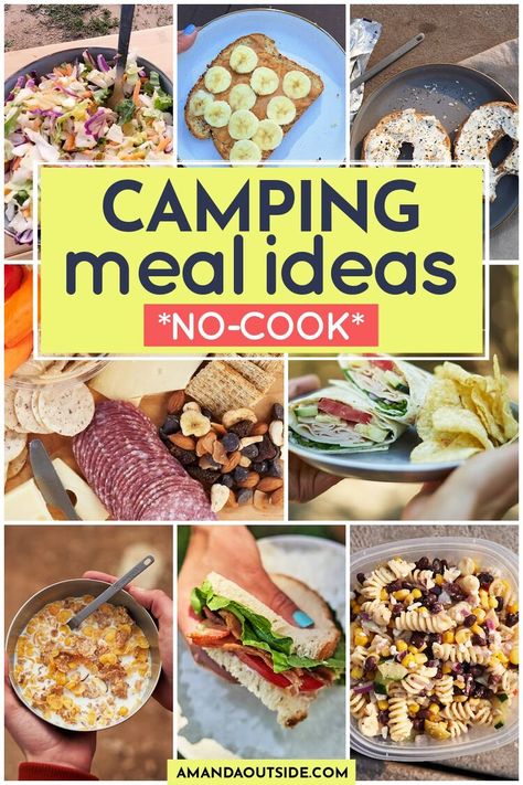 10 No-Cook Camping Food Ideas (no fire, no stove) — Amanda Outside Camping Meals No Cook, Easy Camping Food Ideas, Easy Camping Food, Camping Food Ideas, Camping Food Make Ahead, Fire Stove, Healthy Camping Food, Cooking Over Fire, Camping Lunches