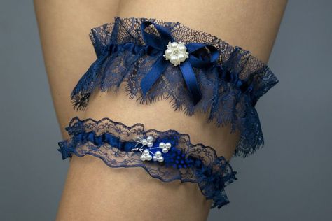 Jordans Wedding, Royal Blue Wedding Theme, Navy Blue Wedding Theme, Rhinestone Garter, Dark Blue Wedding, Prom Garters, Blue Wedding Decorations, Bride Garter, Nerdy Wedding