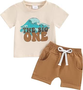 CREAIRY 2Pcs Baby Boy 1st Birthday Outfit The Big One Wave Short Sleeve T-Shirt Tops Shorts Pants Set Summer Clothes Baby Boy 1st Birthday Outfit, Toddler Summer Outfits, Toddler Boy Summer, 1st Birthday Outfit, Baby Boy First Birthday, Baby Boy Summer, Summer Shorts Outfits, Baby Boy 1st Birthday, The Big One