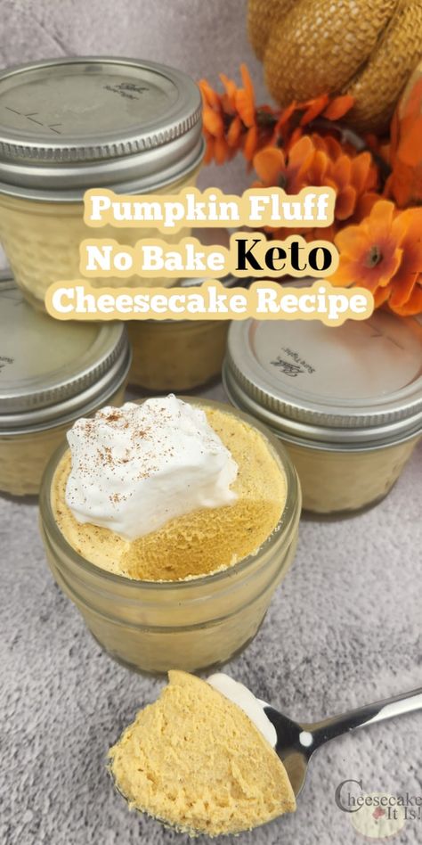 If you want to enjoy a fall-flavored treat and still stay low-carb, be sure to try this Pumpkin Fluff No Bake Keto Cheesecake Recipe! Pumpkin Puree Recipes Healthy, Keto Pumpkin Cheesecake, Low Carb Pumpkin Cheesecake, Keto No Bake Cheesecake, Pumpkin Puree Recipes, No Bake Pumpkin Cheesecake, Low Carb Low Fat Recipes, Keto Pumpkin, Thm Desserts