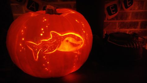 Destiny the Whale Shark pumpkin Whale Shark Pumpkin Carving, Shark Pumpkin Carving Ideas, Pumpkin Carving Ideas Shark, Shark Pumpkin Carving, Shark Pumpkin, Pumpkin Inspo, Pumpkin Cravings, Pumkin Carving, 90s Fashion Outfits Hip Hop Party