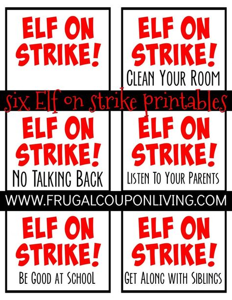 Six reasons for Elf on Strike! Cleaning your room, obeying your parents, being good at school and more. Instant download and the Elf on the Shelf printable. #FrugalCouponLiving #ElfontheShelf #ElfontheShelfIdeas #ElfIdeas #funnyelfideas #funnyelfontheshelf #elfprintables #freeelfprintables #printables #freeprintables #onstrike #strike #elfonstrike #elfontheshelfideasforkids #elfontheshelfprintable Elf On Strike Ideas, Elves On Strike, Elf Strike Ideas, Elf On Strike Printable Free, Elf Strike, Elf On Strike, Strike Ideas, Cleaning Your Room, Elf Report Card