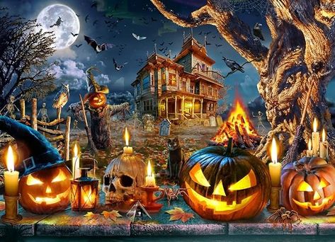 Amazon.com: Halloween Nightmare Jigsaw Puzzle 1000 Piece by Vermont Christmas Company : Toys & Games Halloween Jigsaw Puzzles, Halloween Puzzles, Spooky Pumpkins, Halloween Series, 500 Piece Jigsaw Puzzles, Wooden Jigsaw Puzzles, Wooden Jigsaw, Spooky Pumpkin, 1000 Piece Jigsaw Puzzles