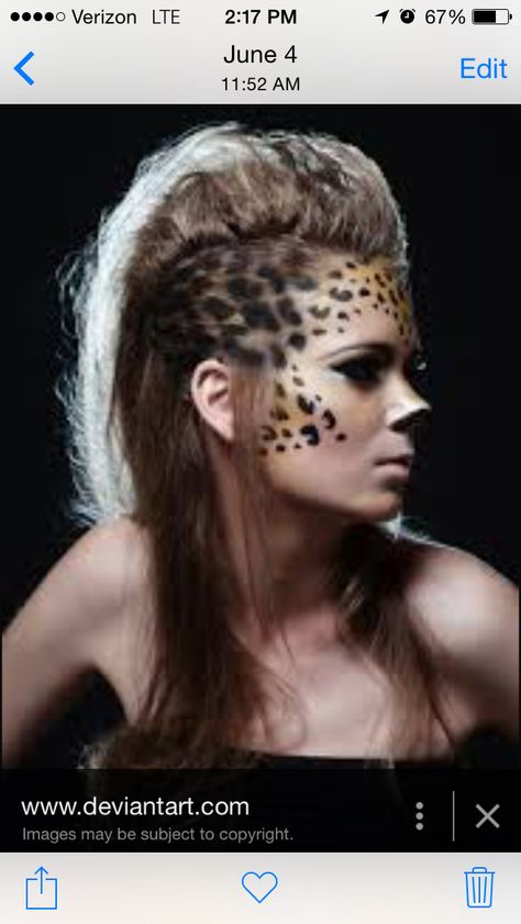 Seussical Makeup, Leopard Face Paint, Leopard Makeup Halloween, Catwoman Makeup, Cheetah Halloween Costume, Facial Painting, Cheetah Makeup, Tiger Makeup, Fantasy Make-up