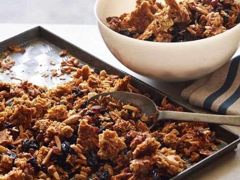 Get Michael Symon's Lizzie's Granola Recipe from Cooking Channel Pecan Granola, Michael Symon, Almond Granola, Granola Recipe, Cooking Channel, Granola Recipes, Homemade Granola, Veggie Burger, Heart Health