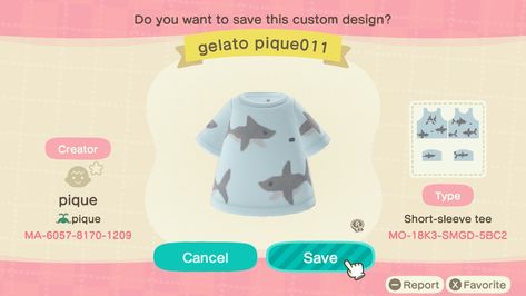 Dizzy Animal Crossing, Animal Crossing Codes Clothes, Acnh Summer, Acnh Clothes, Code Clothes, Kawaii Boy, Acnh Codes, Stardew Valley, Fish Design