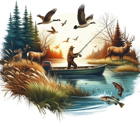 Check out my Etsy shop and SALE (start 7/16)‼️ https://orangegoatstudio.etsy.com Hunting And Fishing Sublimation, Backpack Png, Fishing Png, Dad In Heaven, Hunting Art, Native American Images, Deer Tattoo, Tshirt Painting, Hunting And Fishing