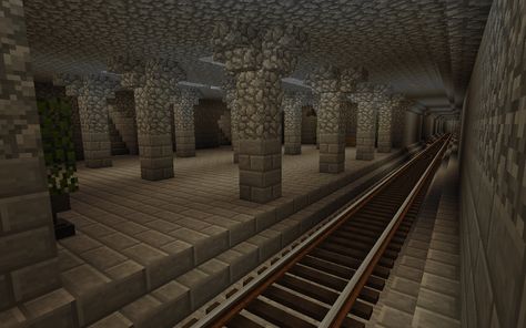 Minecraft - Underground Rails Château Minecraft, Minecraft Cool, Villa Minecraft, Minecraft Underground, Construction Minecraft, Minecraft Decoration, Minecraft Structures, Minecraft House Plans, Minecraft Castle