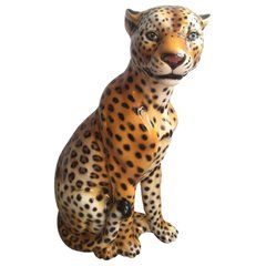 Beautiful Vintage Ceramic Leopard Cheetah Statue, Leopard Statue, Italian Statues, Ceramic Shop, Italian Pottery, Cat Statue, Dog Statue, Ceramic Animals, Cheetahs