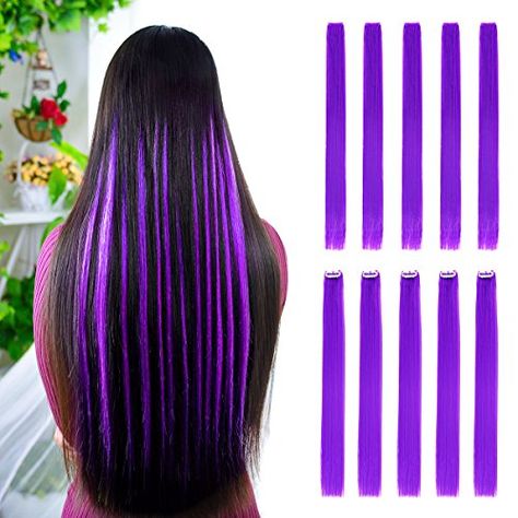 Black Hair With Purple Extensions, Colored Hair Extensions Clip In Highlights, Colour Hair Extensions Braids, Coloured Clip In Hair Extensions, Black And Purple Hair Extensions, Colour Hair Extensions, Hair Extensions Braids, Highlights Purple, Extensions Braids