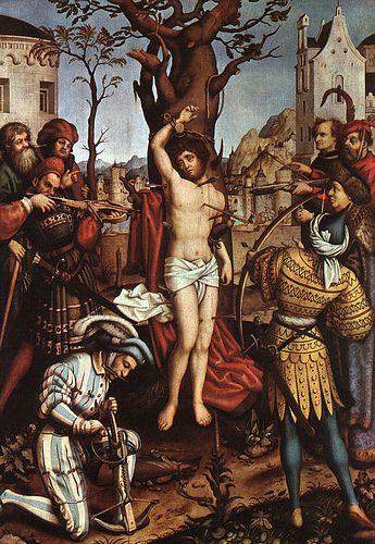 Hans the Elder Holbein- The Martyrdom of St Sebastian -1515-17 Hans Baldung Grien, Saint Sebastian, Hans Holbein The Younger, Hans Holbein, St Sebastian, German Art, Santa Lucia, Caravaggio, Patron Saints