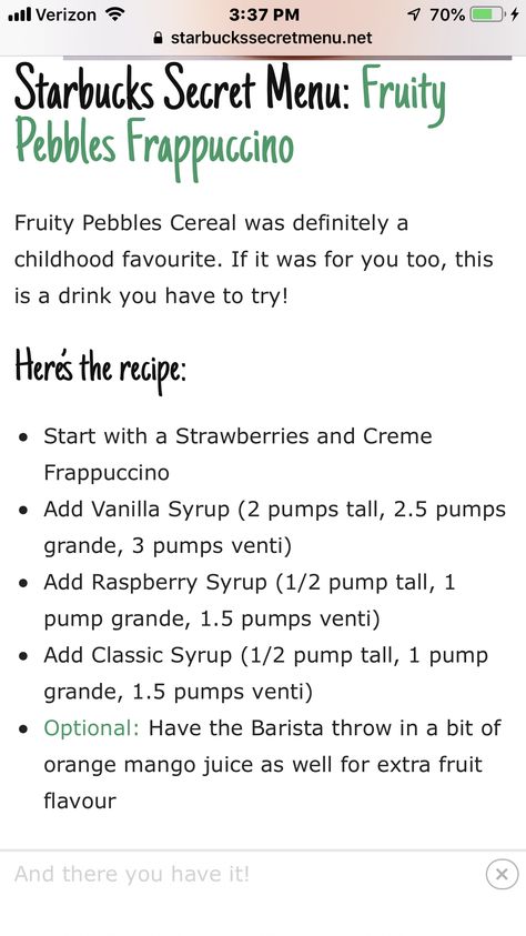 Fruity Pebble Frap Fruity Pebbles Cereal, Drink Starbucks, Fruity Pebble, Starbucks Orders, Starbucks Menu, Starbucks Secret Menu, Starbucks Drink, Vanilla Syrup, Fruity Pebbles