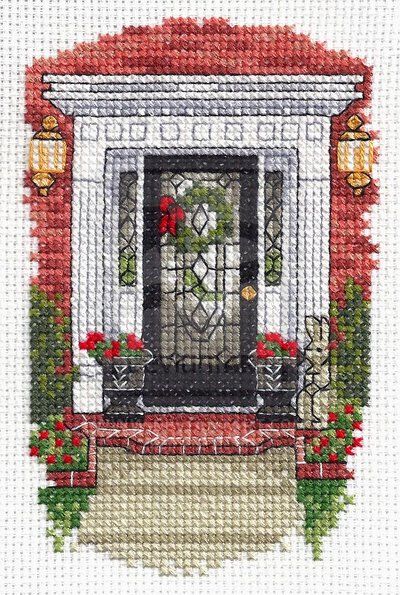 Front Door by NevaSirenda.deviantart.com on @DeviantArt Door Cross Stitch, Cross Stitch Fruit, Cross Stitch House, Rainy Day Crafts, Xmas Cross Stitch, Historic Houses, Small Cross Stitch, Front Porches, Main Door