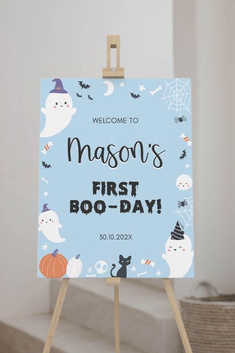 First Boo Day Party, 1st Birthday Halloween Theme, Spooky One First Birthday Boy, Boo Day Party, First Boo Day, Spooky One First Birthday, Spooky One Birthday, 1st Birthday Boy Themes, Halloween First Birthday