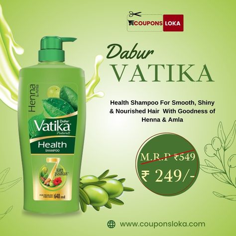 Dabur Vatika Shampoo For Healthy Hair| Goodness of Henna & Amla Product Details: Brand: DABUR Item Form: Liquid Hair Type: All Scent: Henna & Amla Material Type Free: Paraben Free Special Feature: Natural Ingredients https://www.couponsloka.com/products/dabur-health-vatika-shampoo/ #couponsloka #SaleSaleSaleSale #OfferSale #Offers #offersforyou #dealoftheday #SaleAlert #EcommerceJoy #onlineshoppingexperience #onlineshopping #onlineordering #daburvatika #daburvatikahealthshampoo #... Vatika Shampoo, Ayurvedic Shampoo, Liquid Hair, For Healthy Hair, Lustrous Hair, Lifeless Hair, Hydrate Hair, Promotes Hair Growth, Nourishing Hair