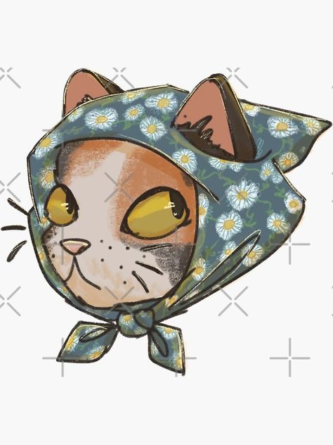 "Babushka cat" Sticker for Sale by StrawbOddities | Redbubble Babushka Aesthetic, Babushka Character Design, Babushka Style, Babushka Dolls Tattoo, Babushka Cat, Xmas Embroidery, Fresh Beets, Cat Stickers, Glossier Stickers